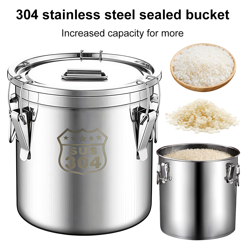 Food Storage In Restaurant - 6/12/21/33L Stainless Steel Kitchen Canister with