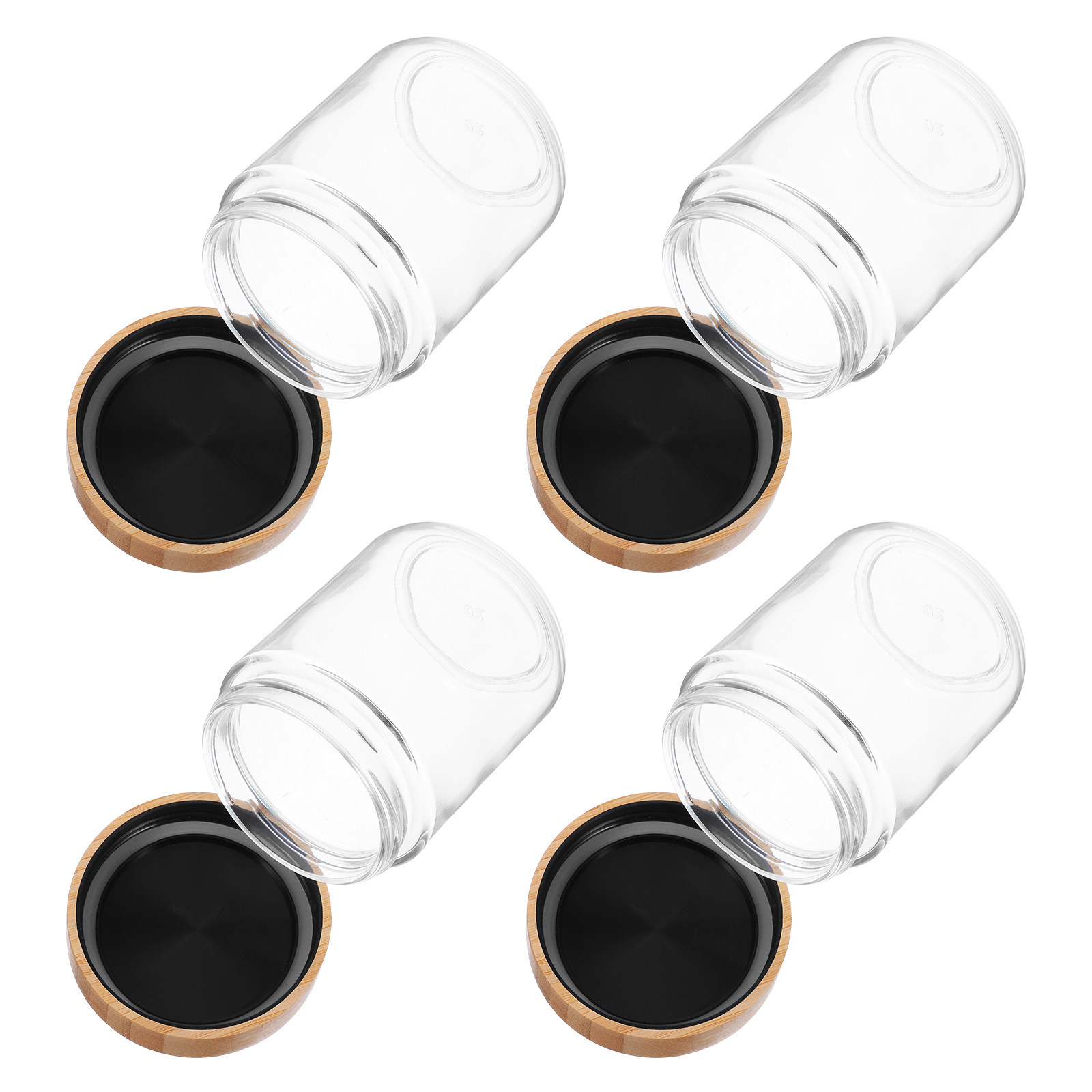 Food Storage Airtight - 4Pcs Glass Kitchen Storage Jars Bamboo