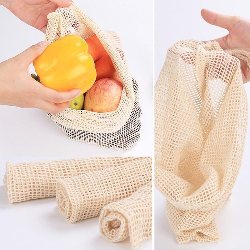 Produce Bag Reusable Mesh - 3PCS/LOT Cotton Mesh Vegetable Bags Produce