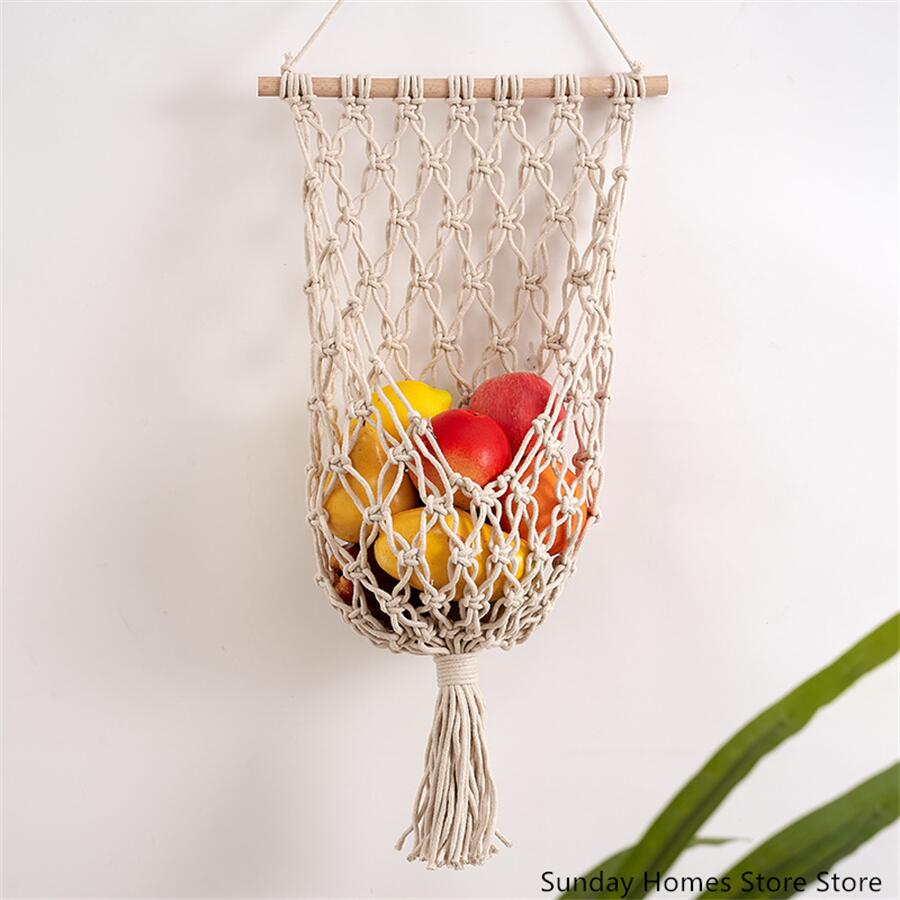 Macrame  Fruit  Storage Basket - огляд і ціна Food Storage Kitchen Cabinet
