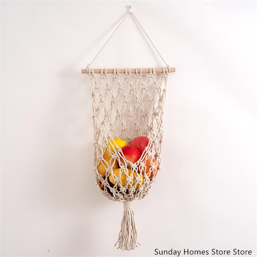 Macrame  Fruit  Storage Basket - огляд і ціна Food Storage Kitchen Cabinet