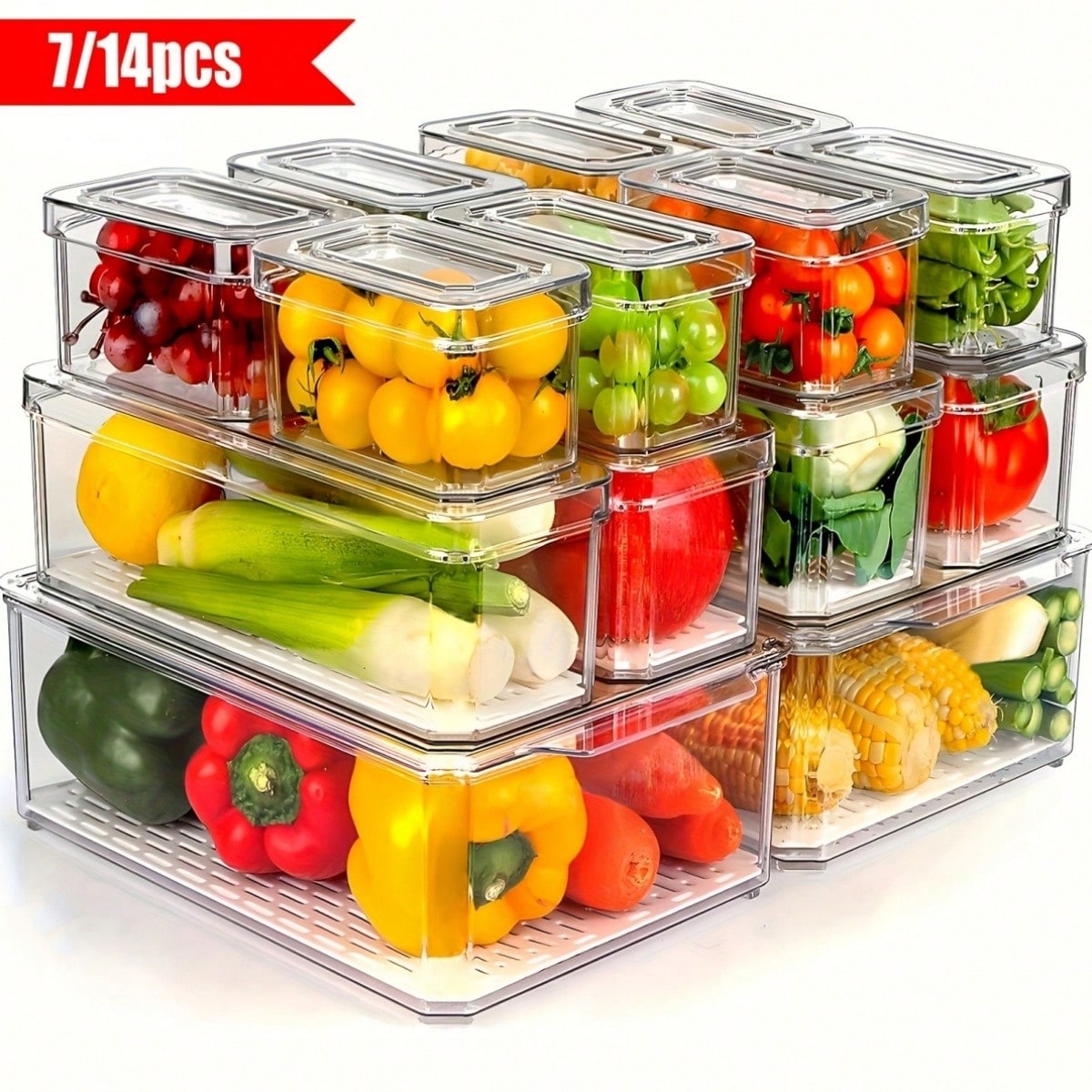 7/14 Pack Stackable Fridge Org - огляд і ціна Food Storage Kitchen Cabinet