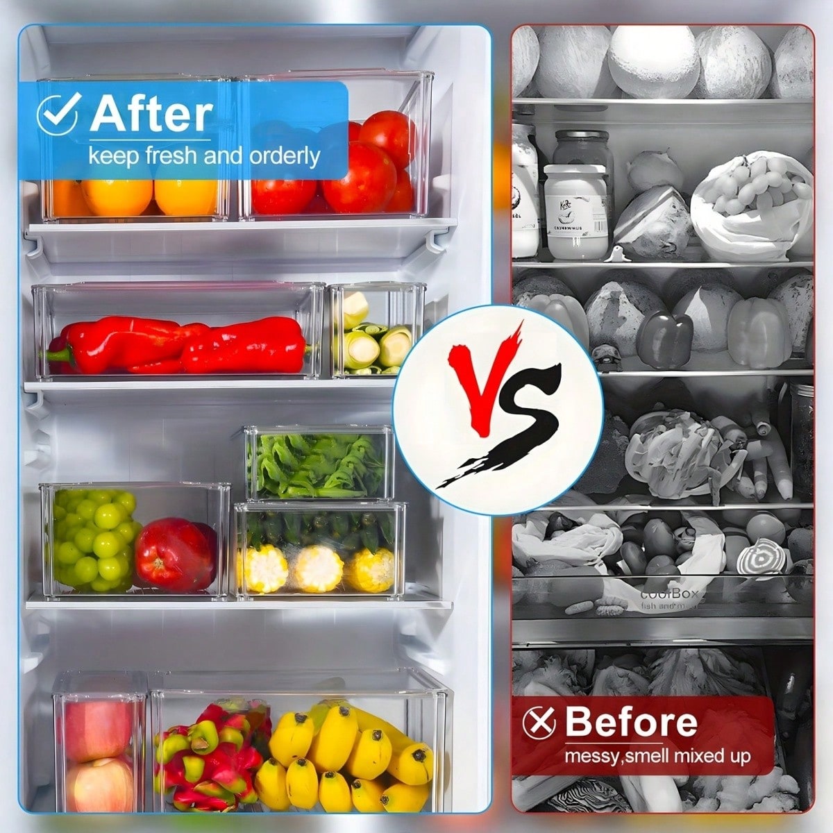 7/14 Pack Stackable Fridge Org - огляд і ціна Food Storage Kitchen Cabinet