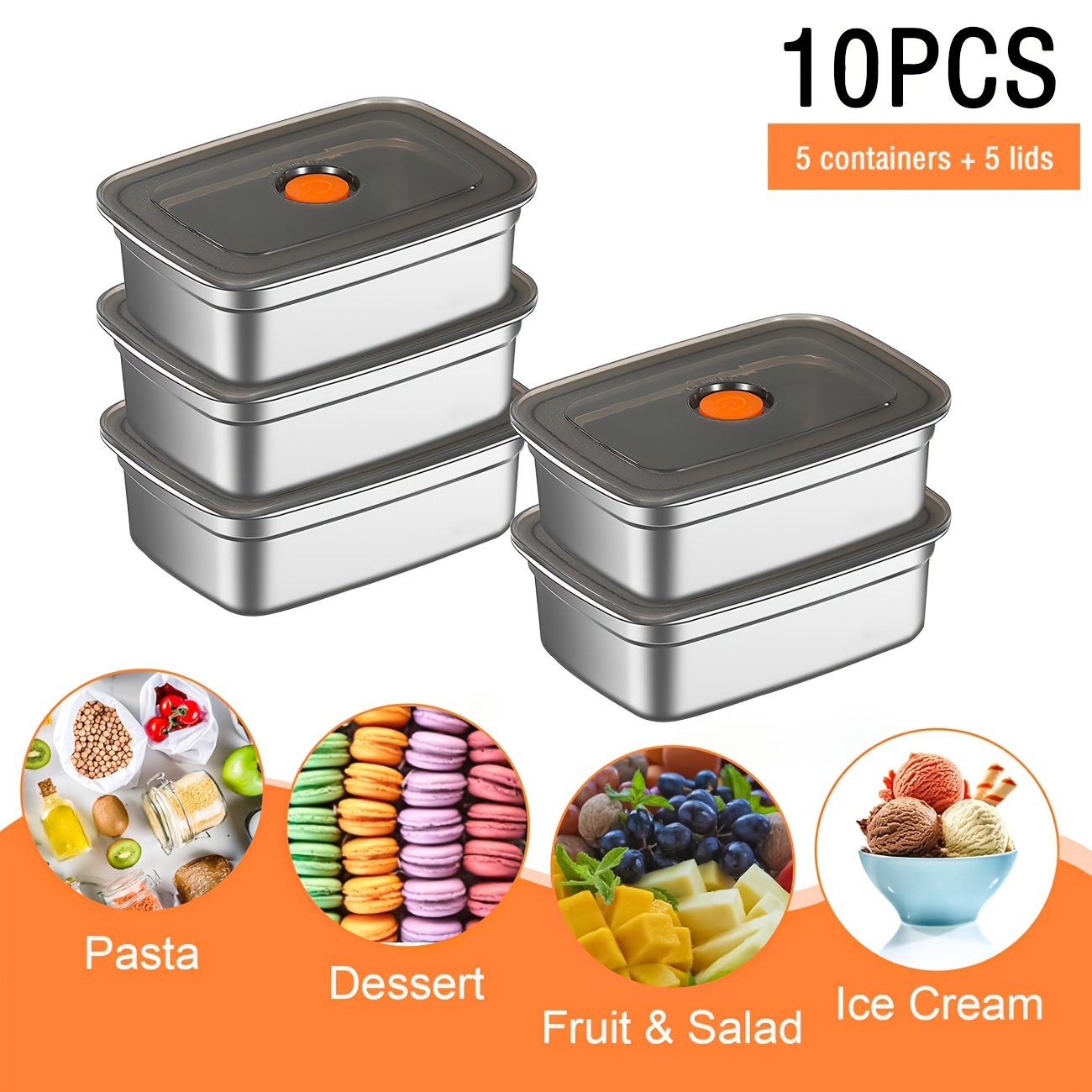 10-Piece Stainless Steel Food  - огляд і ціна Food Storage In Restaurant