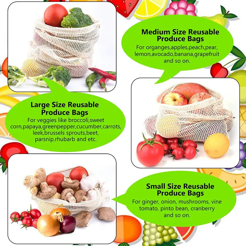 3 6 10pcs Reusable Produce Bag - огляд і ціна Produce Bag Reusable Mesh