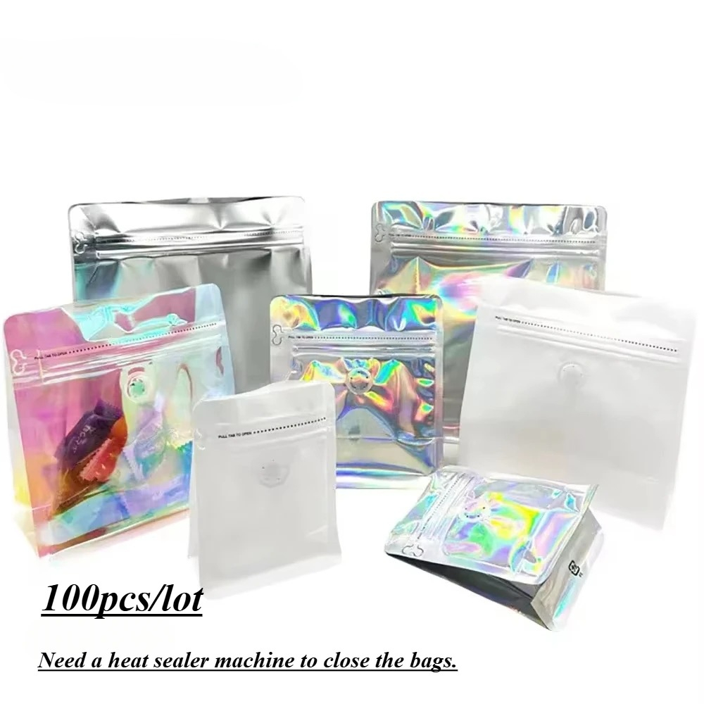 100pcs Pink Rainbow Laser Holo - огляд і ціна Food Storage In Mylar Bags