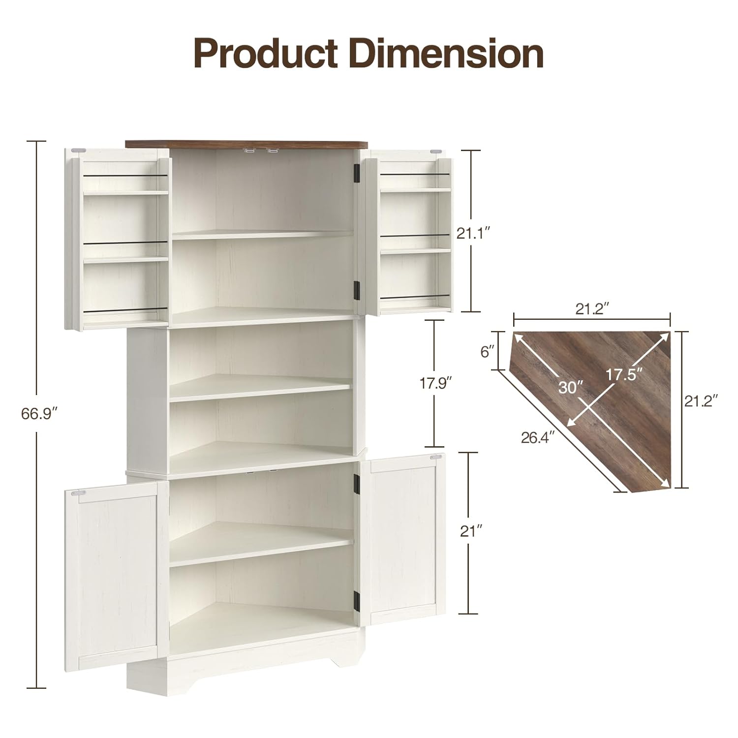 #￥Corner Cabinet, 67''H Kitche - огляд і ціна Food Storage Kitchen Cabinet