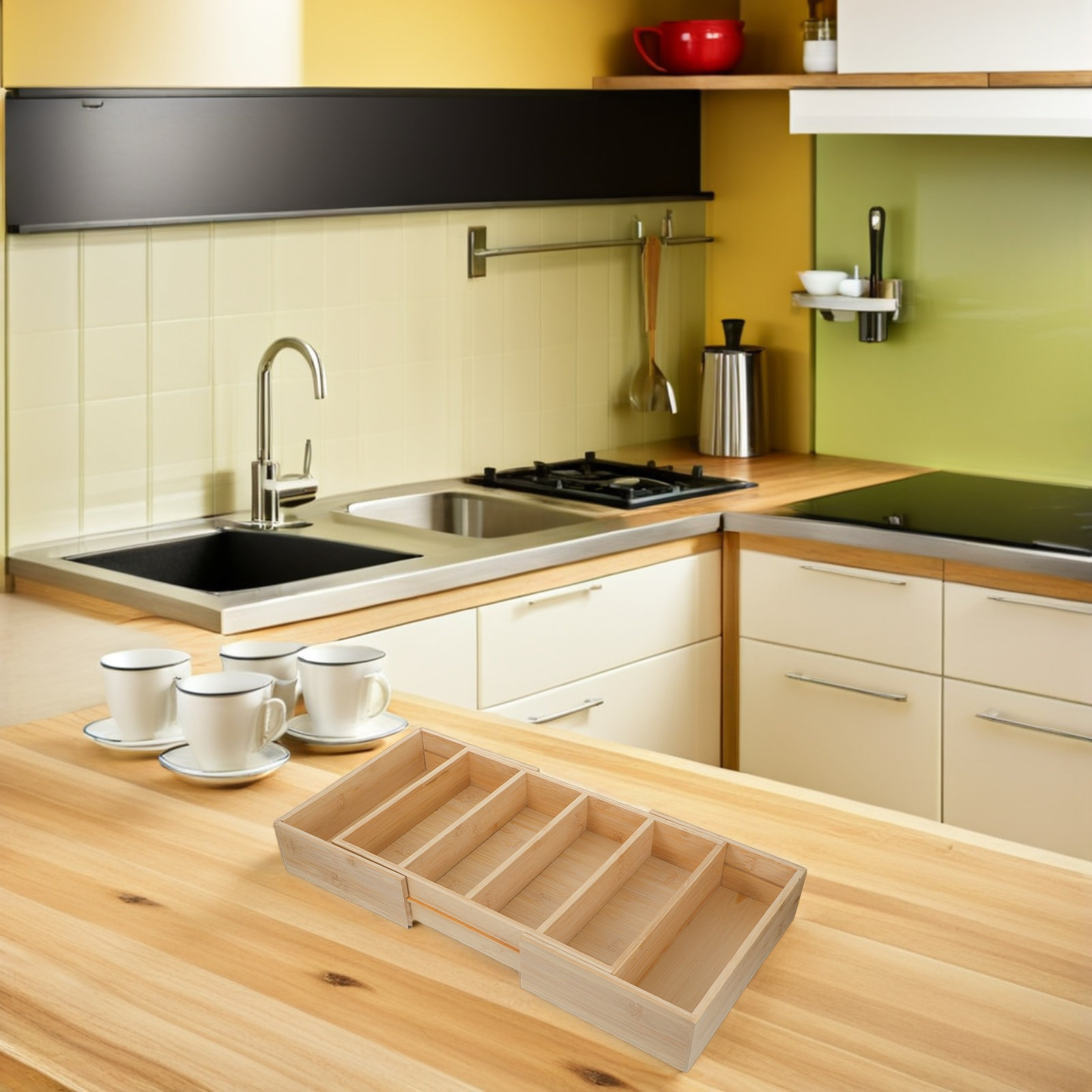 Bamboo Expandable Shelf Organi - огляд і ціна Food Storage Kitchen Cabinet